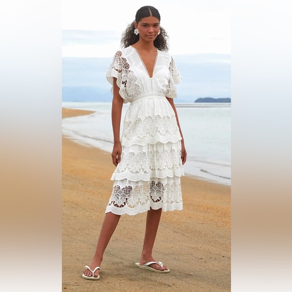 FARM Rio Dresses & Skirts - FARM RIO Off White Richelieu Midi Dress NWT's Size Small‎
